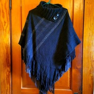 Cableknit Poncho, Cowlneck Medium Weight